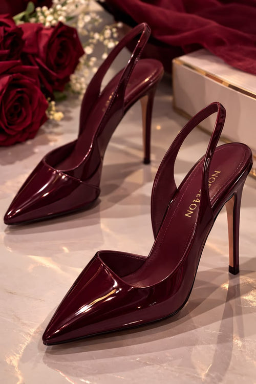 Women's Burgundy Patent Slingback Stiletto Heels