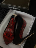 Women's Black Sculptural Metal Heel Pumps – Luxury Pointed Toe Stilettos