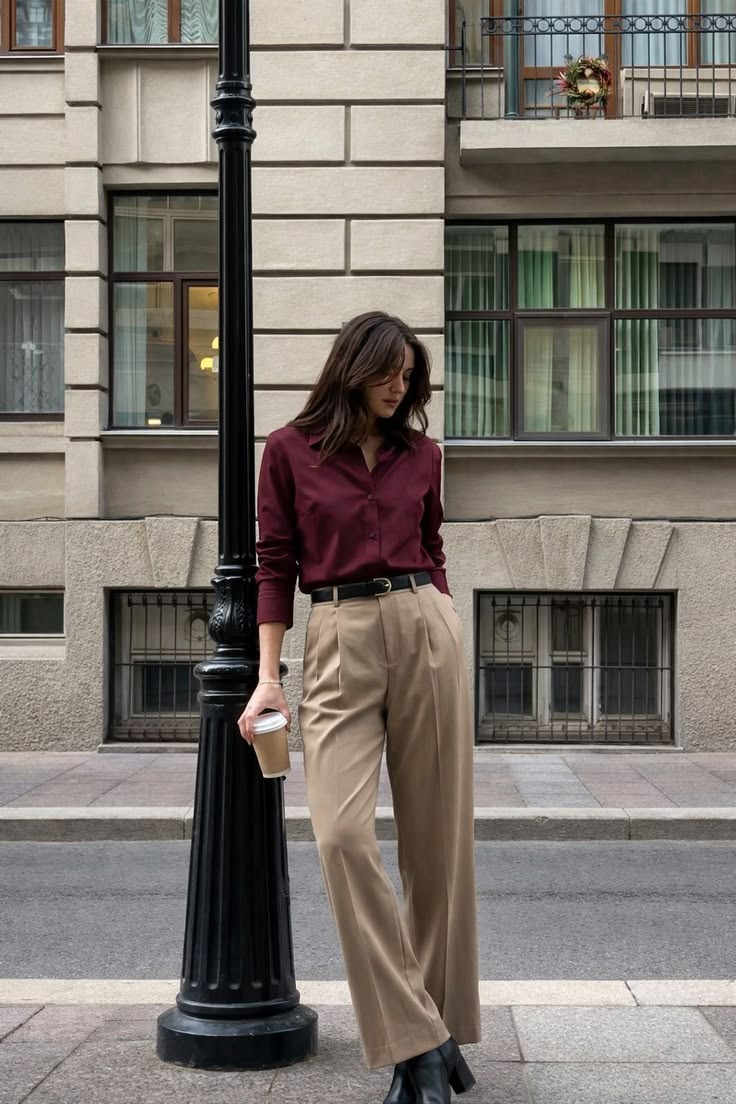 Women's Burgundy Satin Silk Shirt – Premium Elegant