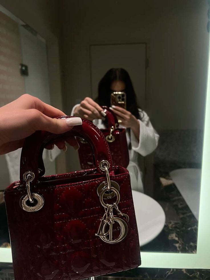 Trend Aura Burgundy Luxe Patent Leather Handbag – Premium Top Handle Bag