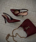 Women's Burgundy Patent Slingback Stiletto Heels