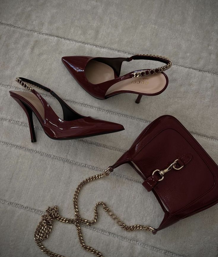 Women's Burgundy Patent Slingback Stiletto Heels