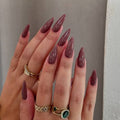 Trend Aura Burgundy Gloss Almond Press-On Nails – Luxury Reusable Nail Set