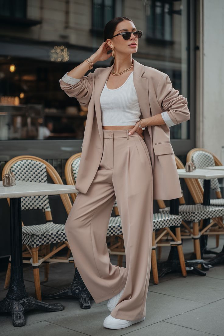 Beige Oversized Blazer