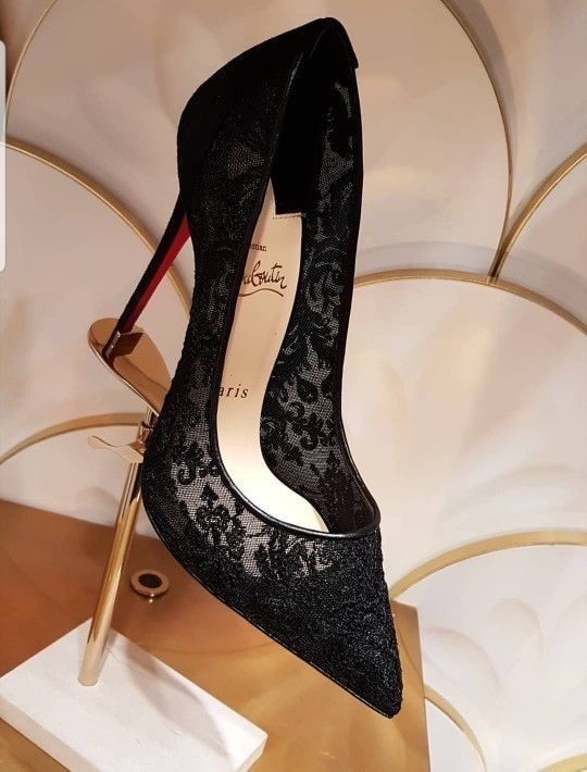 Women's Black Lace Pointed Toe Stiletto Pumps – Luxury Evening Heels